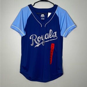 Majestic Kansas City Royals Blue Baseball Jersey - Medium